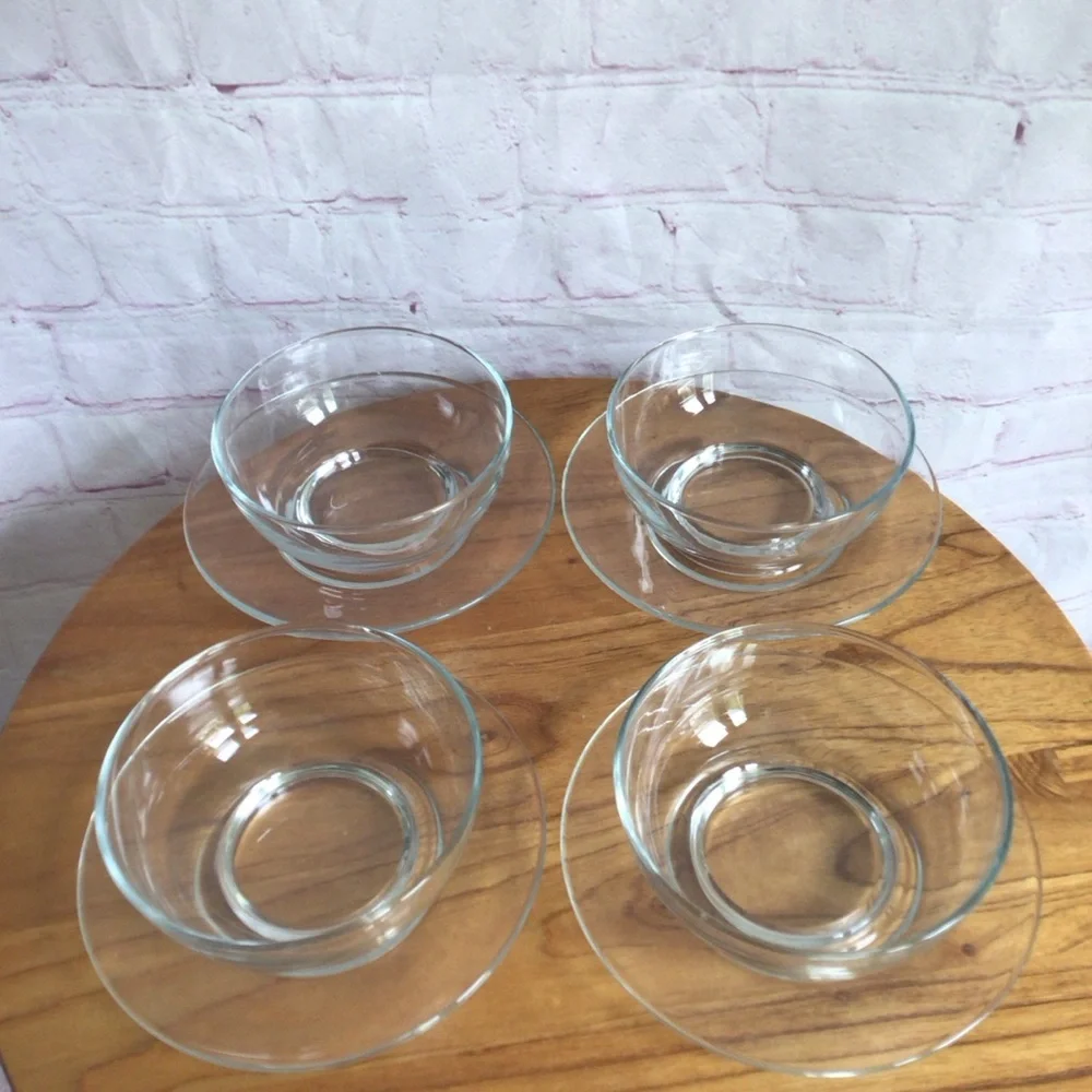 Libbey Moderno Clear Glass Bowl and Plate Set - 8 Pieces